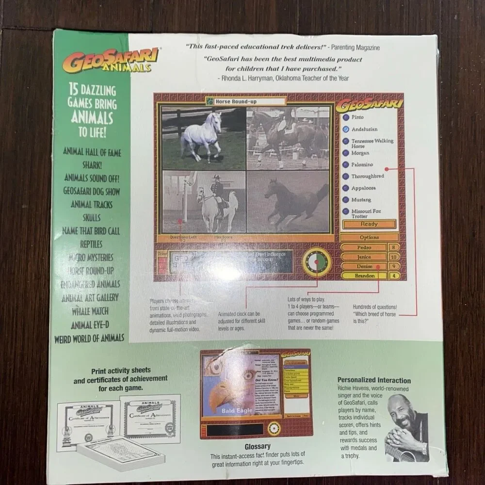 GeoSafari Animals Educational Insights 15 Games Ages 8 + Mac Windows CD ROM 2000